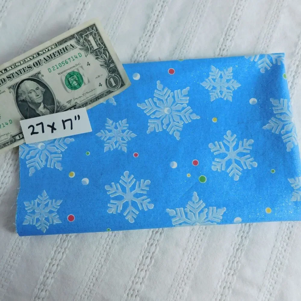 Christmas Holiday Fabric Lot 2.5 pounds Blues 22 pcs, Scraps & Yards Quilting - Picture 16 of 16